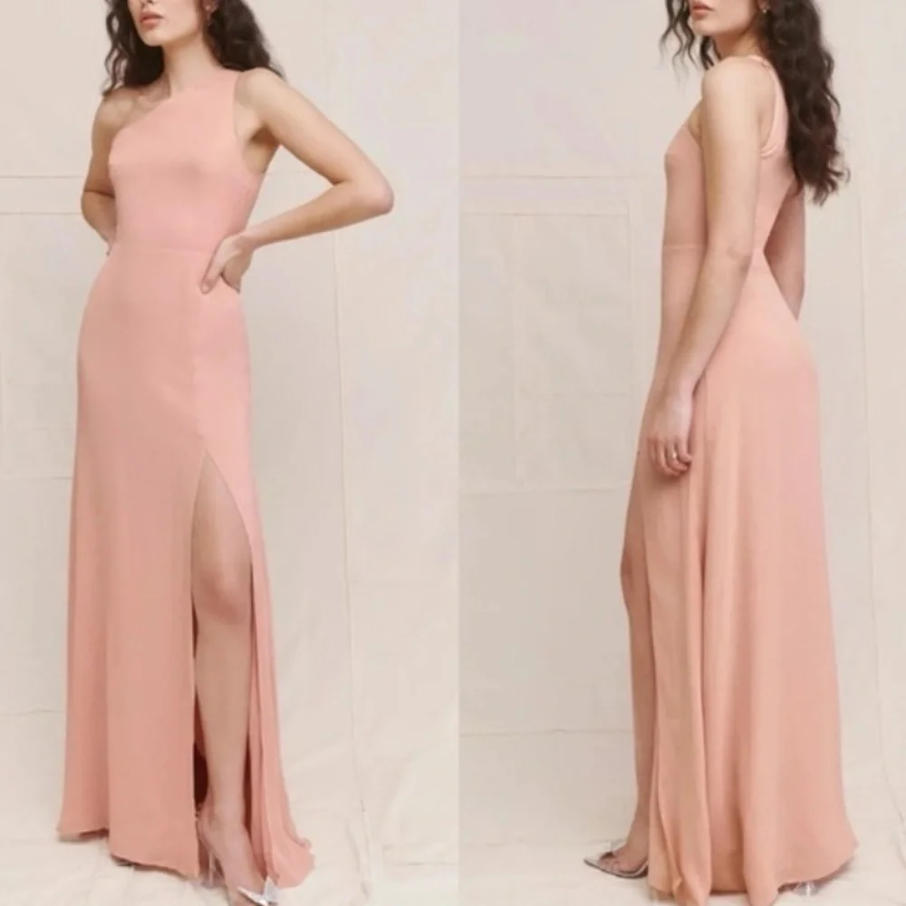 NWT REFORMATION Evelyn One Shoulder Dress Blush Pink 8 - Picture 3 of 8